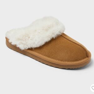Auden Women's Sylvia Suede Slip-On Tan Fur Slippers Size 6